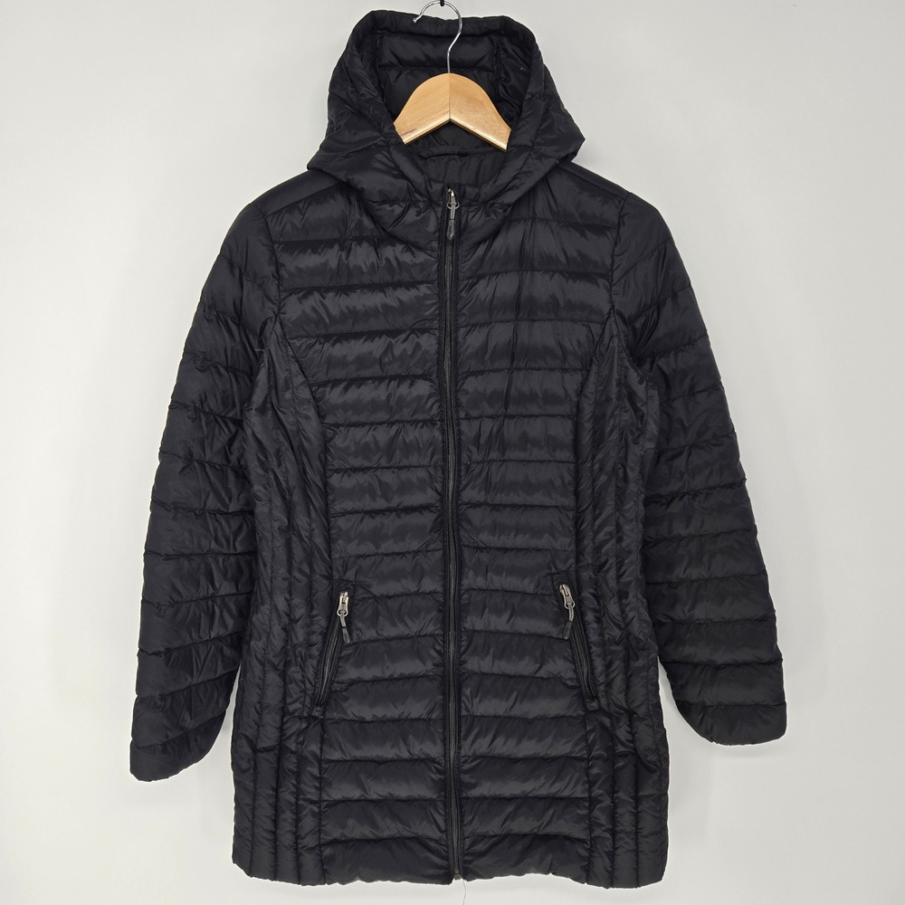 Aventure Puffer Jacket Women Small Black Down‎ Hooded Quilted Lightweight Coat